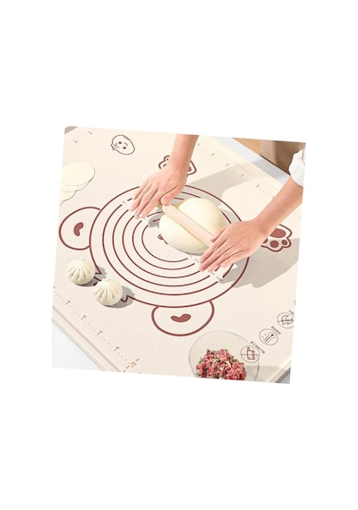 Xxl Silikon Hamur Açma Matı 50x70 Cm Krem Ölçülü Kaymaz Yapışmaz Profesyonel Hamur Yoğurma Matı