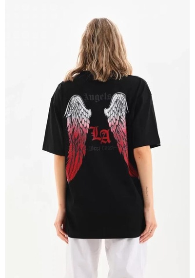 Mareandpanda Unisex Baskılı Oversize T-shirt - Siyah