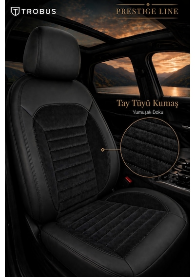 Citroen Nemo 2008-2014 Tay Tüyü Deri Detay Koltuk Kılıfı Prestige Line Siyah