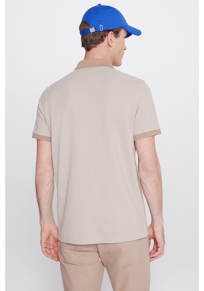 AC&Co / Altınyıldız Classics Erkek Bej-vızon %100 Pamuk Slim Fit Dar Kesim Polo Yaka Tişört