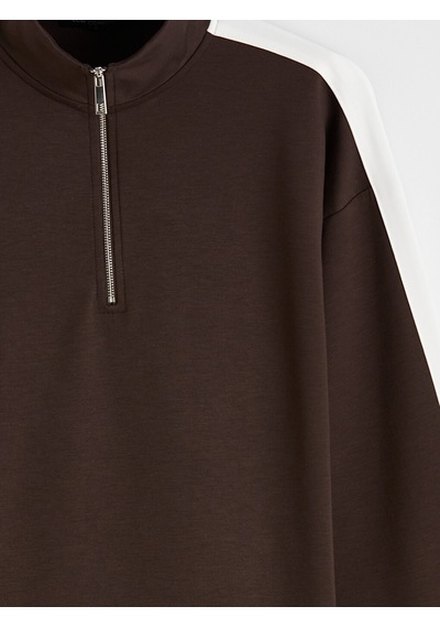 Lcw Comfort Kahverengi Dik Yaka Soft Touch Kadın Sweatshirt