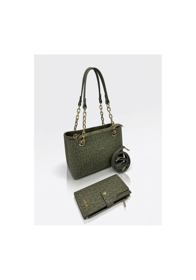 Just Polo Özel Günlere Uygun Baskılı Şık Omuz Çantası Ve Cüzdanı Kombin Shopper Yeşil 38431752