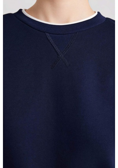 Defacto Relax Fıt Basıc Düz Kalın Sweatshirt Kumaşı Sweatshirt H2149ax25wnnv251 Lacivert-nv251