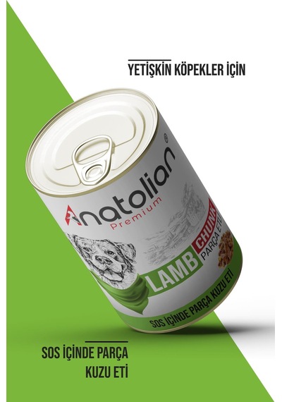 Anatolian Premium Adult Lamb Kuzulu Parça Etli Yetişkin Köpek Konservesi 12 x 400 G
