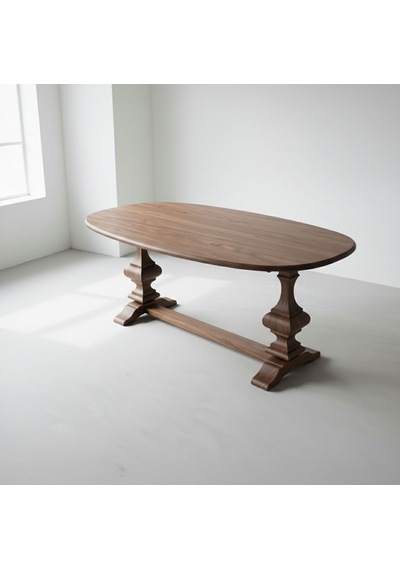 Orleans Fransız Still Oval Ahşap Yemek Masası 90x180 Ceviz