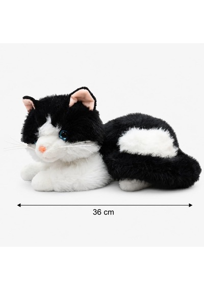 36 Cm Peluş Sesli Kedi Oyuncak, 4 Asorti Renk Seçenekli Yumuşak Kedi Peluşu, Ses Efektli Çocuk Oyuncağı, Sarılmalık Uyku Arkadaşı Ve Hediye Peluş Kedi Pjh14473 Siyah-beyaz