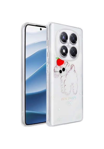 Xiaomi Redmi Note 14 Pro 4g Kılıf Şeffaf Figürlü Zore Folk Sert Kapak Sevimli Köpek