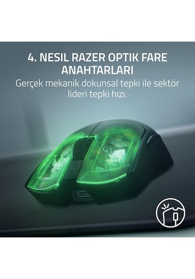 Razer Viper V4 Pro Kablosuz Mouse Siyah 49 G Ultra Hafif Kablosuz 8k Hz E-spor Oyuncu Mouse Rz01-05630200-r3g1