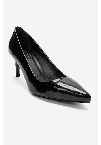 Luvi Shoes Clyde Siyah Rugan Hakiki Deri Kadın Topuklu Ayakkabı Rugan Siyah