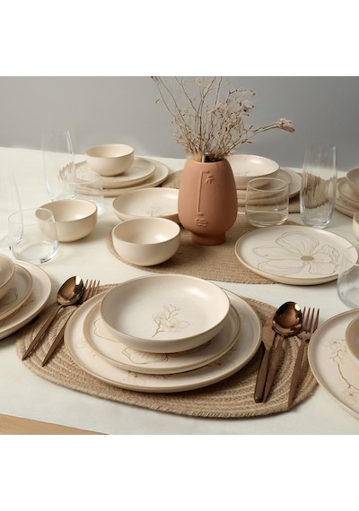Keramika Taupe Bloom Nordıc Yemek Takımı 24 Parça 6 Kişilik 22519-20-28-29 Kahverengi