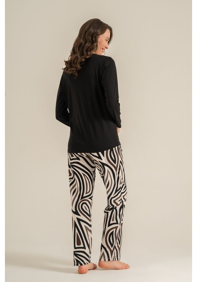 Pierre Cardin Kadın Inspire Others Everyday Siyah Uzun Kol Pijama Takım Pc9280-s-v1 Pc9280-s-v1