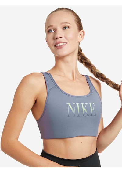 Nike Dynamic Training One Swoosh Dri Fit Women's Mid Support Sports Padded Sporcu Pedli Bra Mavi