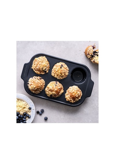Greenpan Thermolon Yüzeyli Karbon Çelik 6'lı Muffin Kabı Siyah