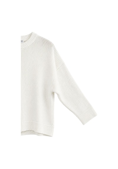 Vadon 1039 Kadın Salaş Yumuşak Dokulu Oversize Basic Triko Kazak Beyaz