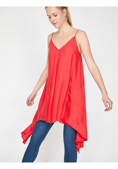 Koton V Yaka Tunik Kırmızı 9yak68004cw