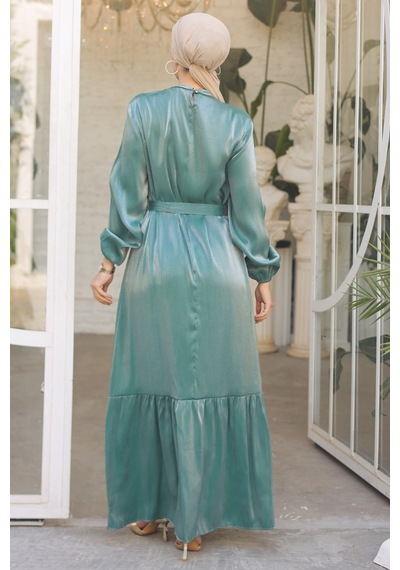 Bestenur Mirza Kemerli Elbise 810 - Mint