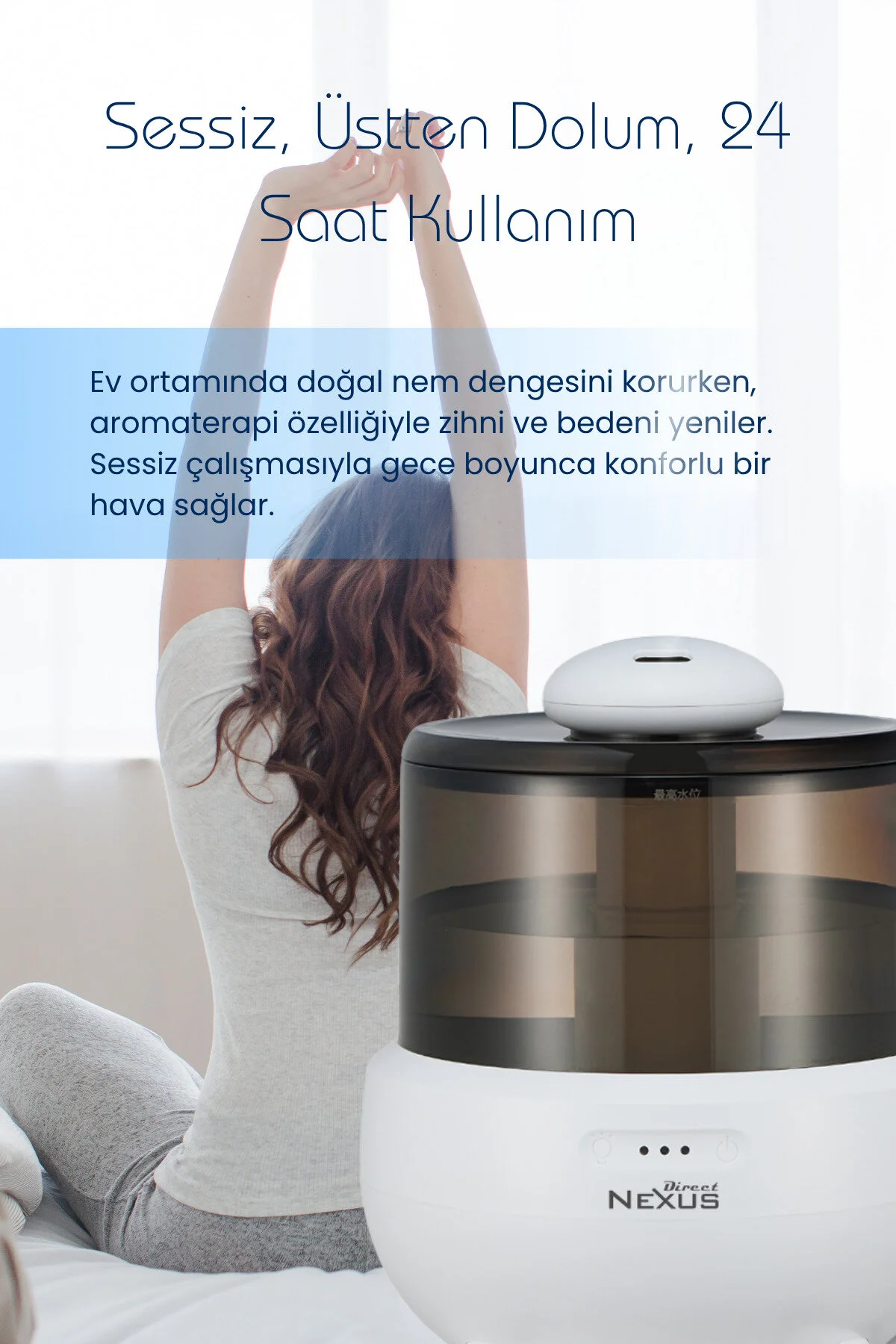 Direct Nexus Ultrasonik Buhar Makinesi Humudifier / Aromaterapi Cihazı Diffüzör 2 Litre Dokunmatik Ekran