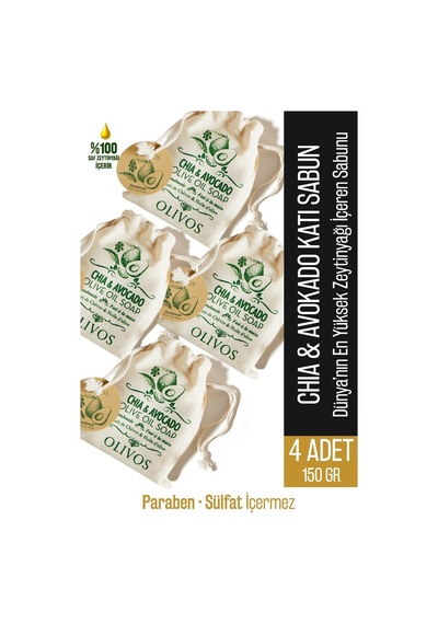 Doğal Avokado Chia Ve Zeytinyağlı Katı Sabun Avokado Chia El Sabu 82421472