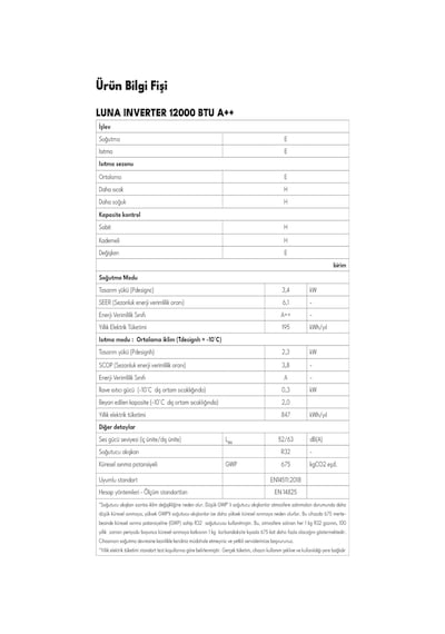 Regal LUNA A++ 12000 BTU Inverter Duvar Tipi Klima