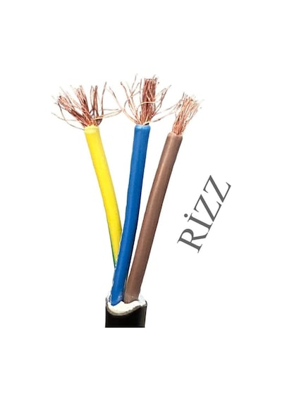 25 Metre Siyah Renk 3x1.5 Mm Cca Ttr Topraklı Kauçuk Seyyar Elektrik Kablosu 1
