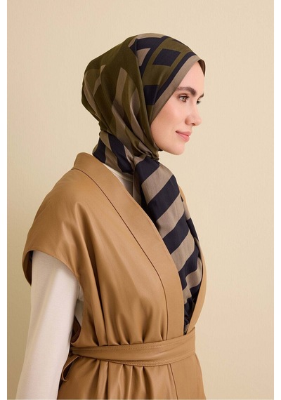 Imannoor Çizgi Noor Kırmızı Floş Viskon Şal 72x212 Kırmızı