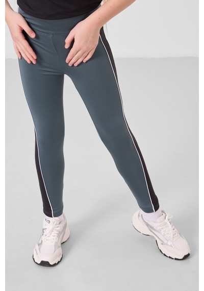 Tommylife Siyah-orman Yeşili O Yaka Yan Şerit Detaylı Standart Fit Performans Kız Çocuk Tayt Takım - 75191 Siyah
