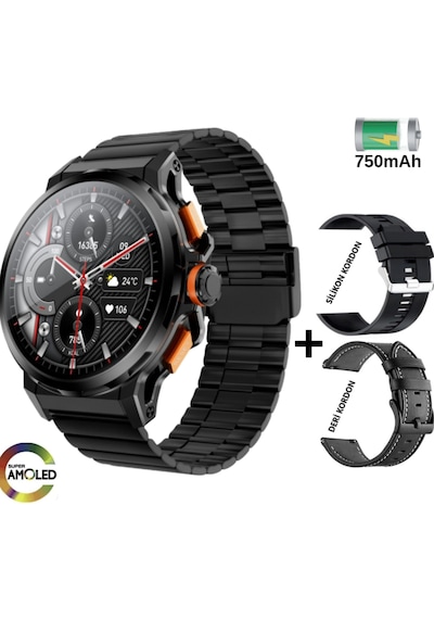 Kalobee SK43 1.65" 48 MM Amoled Ekran Akıllı Saat + 3 Kordon (İthalatçı Garantili)