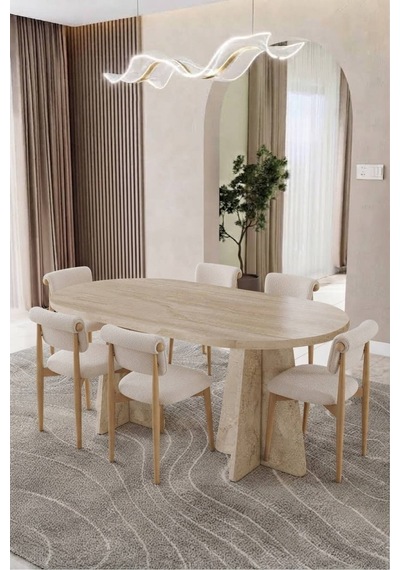 Bohem 90 X 160 Traverten 6 Sandalyeli Yemek Odası Takımı Salon Takımı Masa Takımı Bej Bohem 90 X 160 Traverten 6 Sandalyeli Yemek Odası Takımı Salon Takımı Masa Takımı Bej
