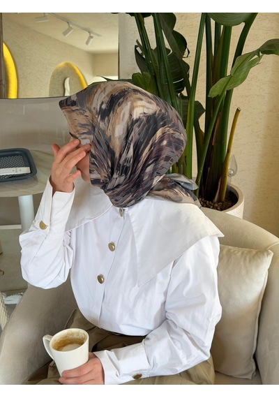 Qalortex Scarf Pamuklu Soft Lara Desen Eşarp-antrasit