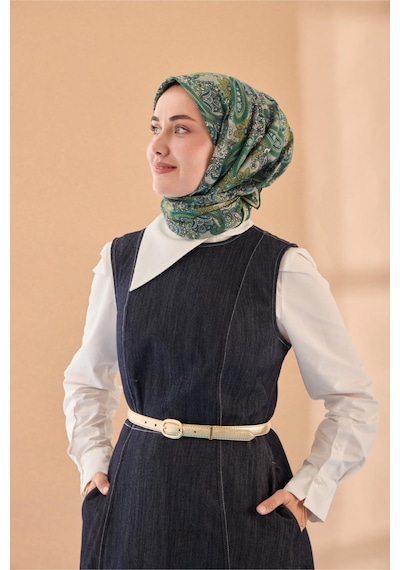 Silk Home Yaz Esintisi Eşarp 150002-26 Patina Yeşili, Yeşil Bej, Petrol Yeşili