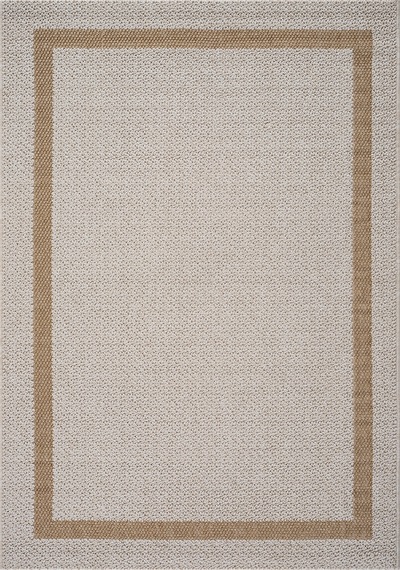 Retro Plain Krem Natural Bordürlü Halı A3234a Natural