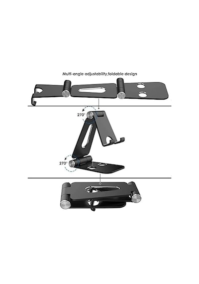 Tok Alüminyum Stand Çok İşlevli Döner Tablet Pc Akıllı Telefon Standı Mini Boy Masaüstü Stand Katlanabilir Cep Telefonu Evrensel Telefon Tutucu L9688 Siyah