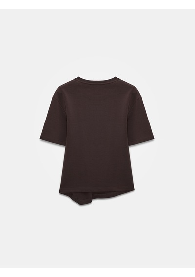 Dilvin 32445 Aksesuar Detaylı Basic T-shirt-koyu Kahve Kahverengi