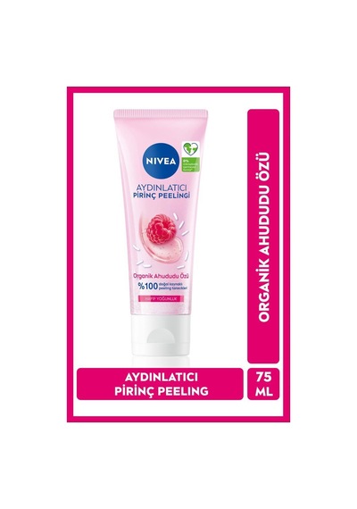 Aydınlatıcı Pirinç Yüz Peelingi 75ml, Organik Ahududu Özü, Ölü Deri Arındırıcı, Kuru Ve Hassas Cilt