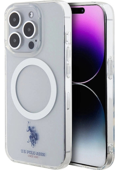 Apple iPhone Uyumlu 15 Pro Max Kılıf U.s. Polo Assn.  Lisanslı M-safe Şarj Özellikli Transparan Tasa Renksiz