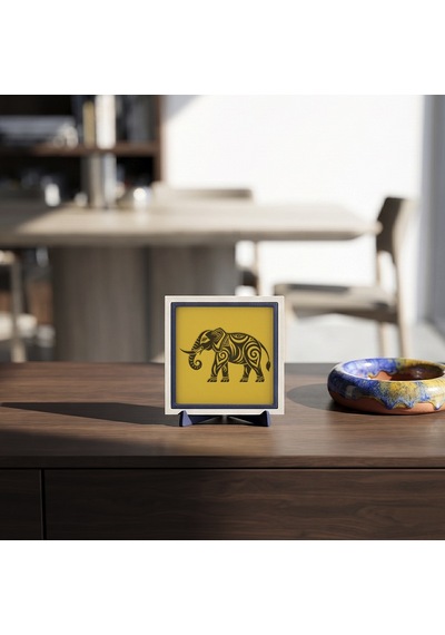 Modern Fil Motifli Dekoratif Obje, Çalışma Alanlarınıza Asalet Katan Tasarım 10x10 Cm