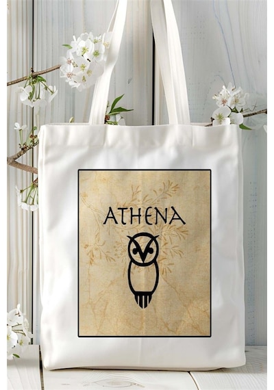 Art Hediye Athena Baskılı Bez Çanta Omuz Çantası Kişiye Özel Desen 3 Çok Renkli
