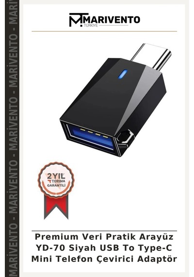 Premium Veri Pratik Arayüz Yd-70 Siyah Usb To Type-c Mini Telefon Çevirici Adaptör