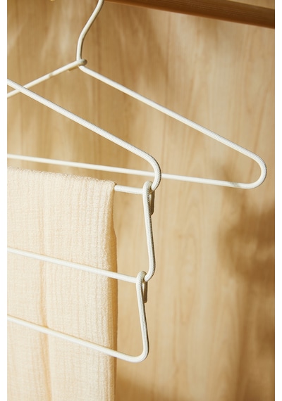 Ocean Home Textile 3 Katlı Ekru Renk Kumaş Kaplı Metal Giysi Askısı 42 x 41 x 0.5 cm