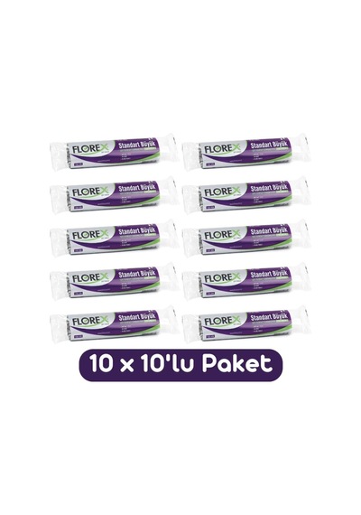 Standart Büyük Boy Çöp Torbası 65x80 Cm 10'lu Rulo Siyah, Florex-3-10lu