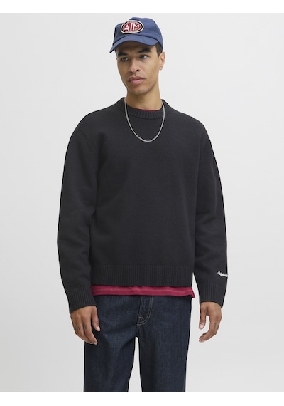 Jack & Jones Jack Jones Erkek Kol Yazılı Örgü Kazak 12282728 Siyah