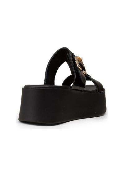 Deery Kadın Hakiki Rugan Siyah Platform Terlik - 24302zsyhc01