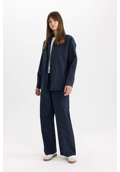 DeFacto Relax Fit Poplin Uzun Kollu Tesettür Gömlek Tunik C2145AX24SPNV243
