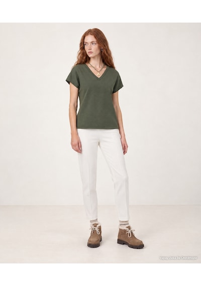 Yargıcı Regular V Yaka Kısa Kol T-shirt 26kkts9023x 007 Haki