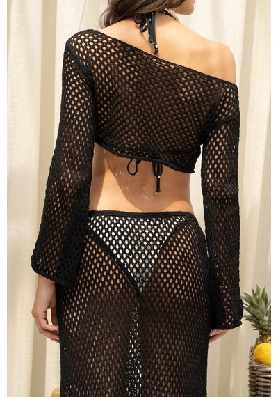 Mai Collection Forio Siyah Triko Crop Etek Takım