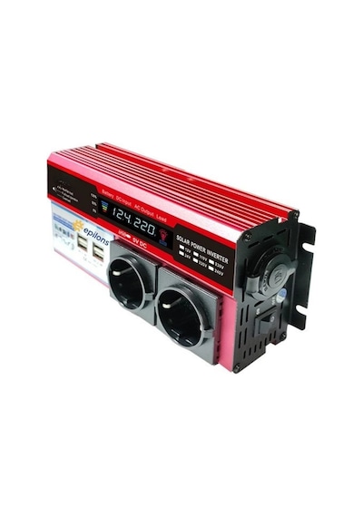12v 2000w Modifiye Sinus İnverter Araç Ve Güneş Enerjisi Uyumlu, Çift Usb, Çift Priz Ve Çakmaklık