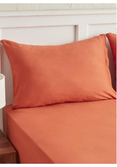 Premium %100 Cotton 100x200 30 Cm Lastikli Çarşaf Bed Sheet Çeyiz Turuncu
