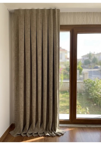 Nivemeshome Altın Koza Ar04241 V401 1/3 Sık Pile Fon Perde Apm Kahve