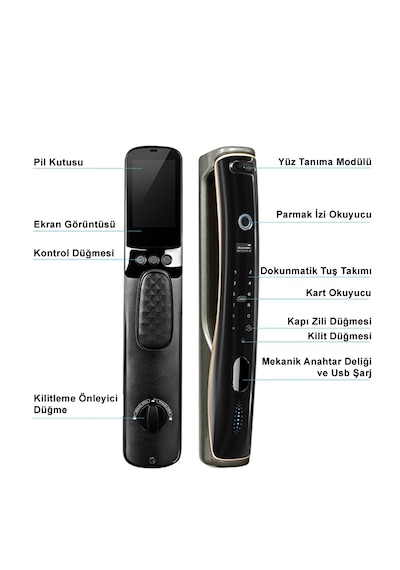 Akıllı Kilit Yüz Tanıma, Parmak İzi, Şifre, Uygulama, Kart, Nfc