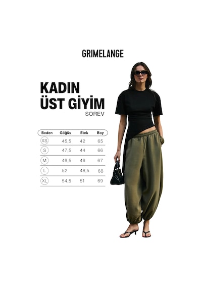 Grimelange Sorev Kadın Yumuşak Kumaşlı Yuvarlak Yakalı Asimerik Kesimli Kısa Kollu Siyah Bluz